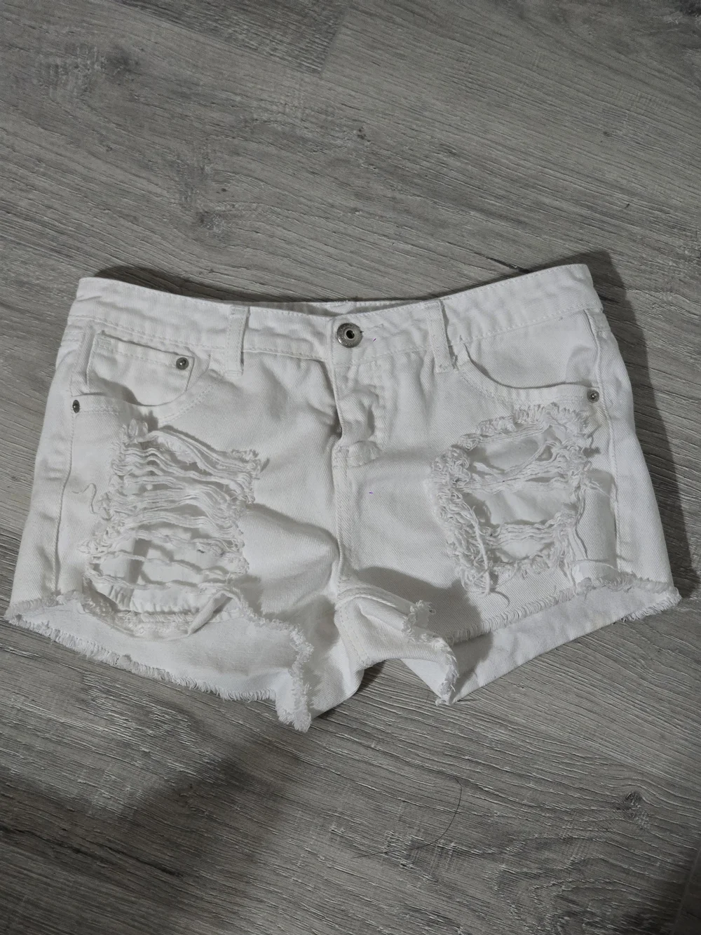 Blue Asphalt White Distressed Denim Jean Shorts